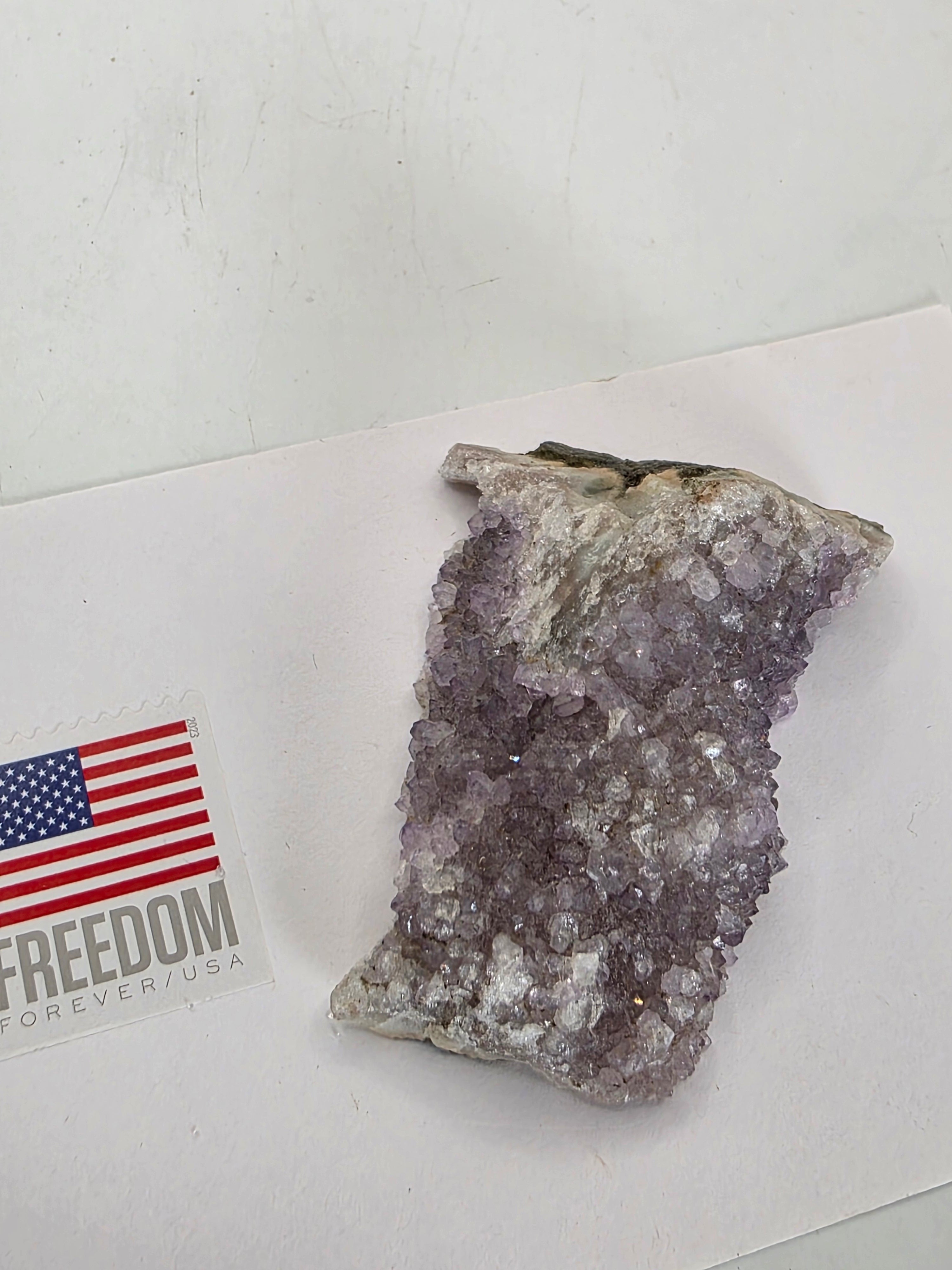 Raw Amethyst Druzy Cluster on Agate Matrix | Lavender Crystal Geode Slice