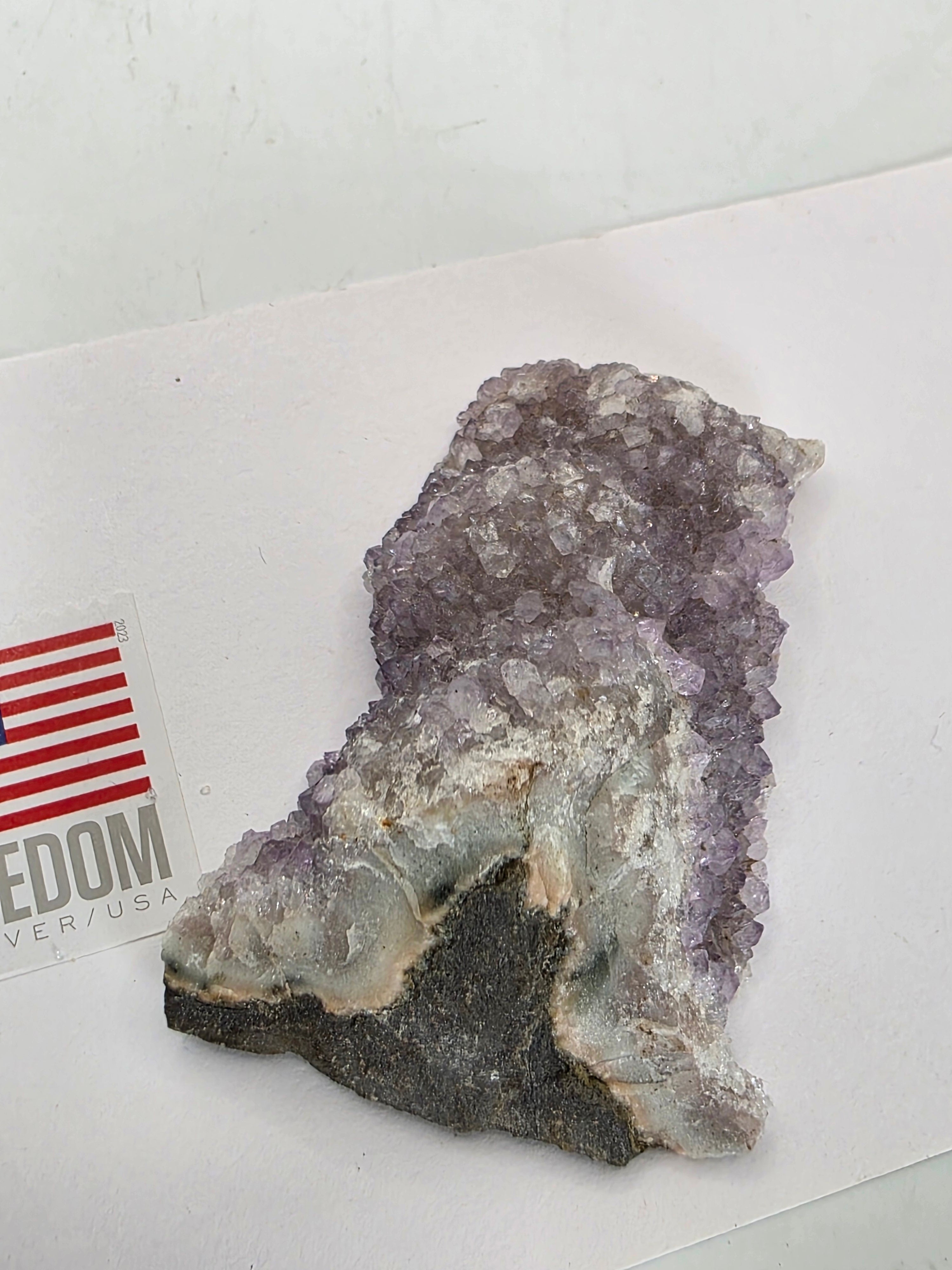 Raw Amethyst Druzy Cluster on Agate Matrix | Lavender Crystal Geode Slice
