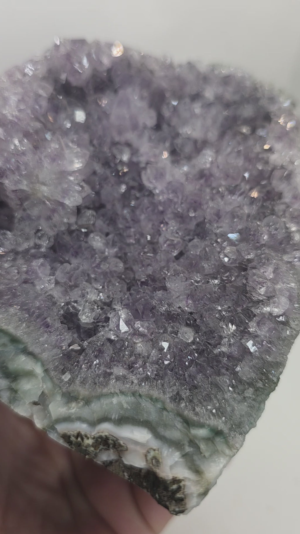 Lavender Amethyst Druzy Cluster | Crystal Geode with Natural Agate Base