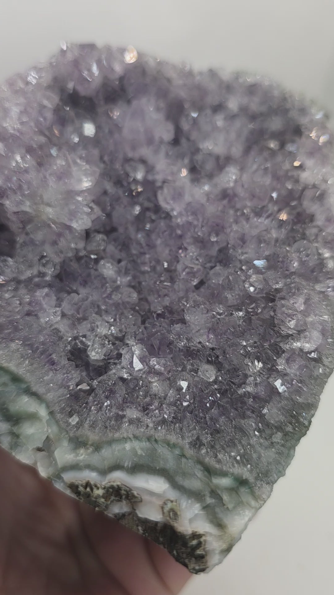 Lavender Amethyst Druzy Cluster | Crystal Geode with Natural Agate Base