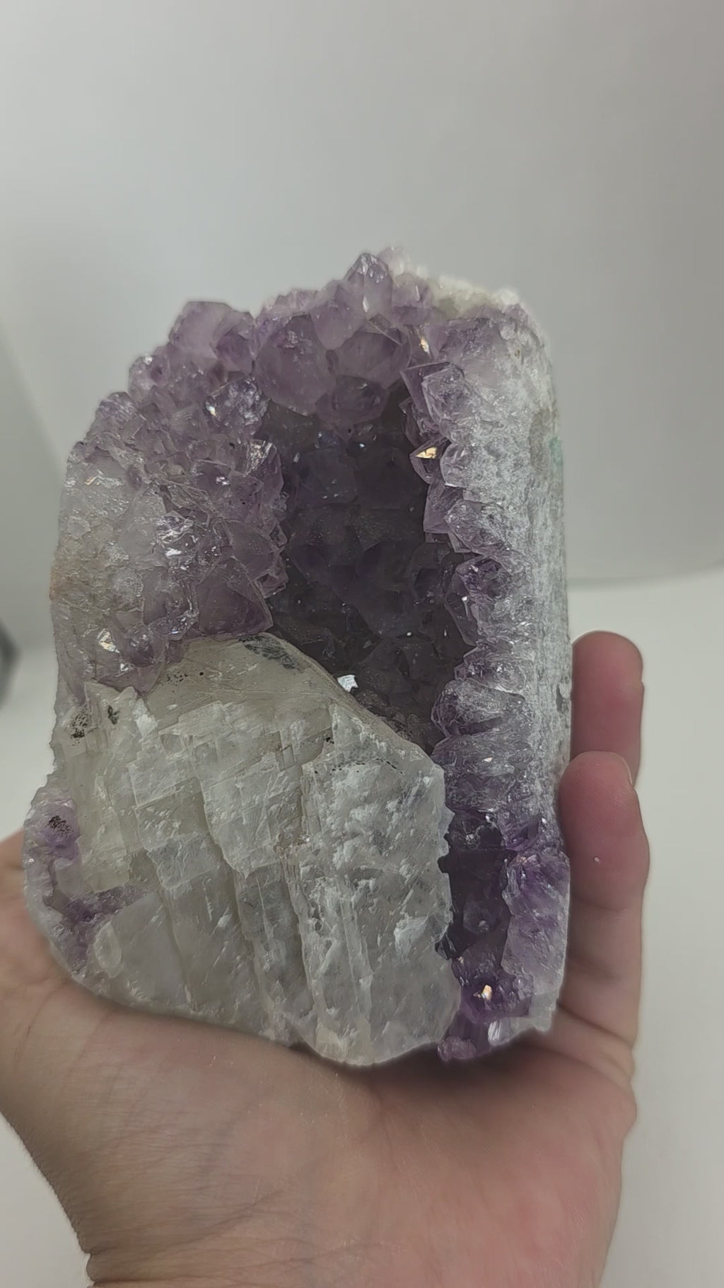 Amethyst Cut Base with Calcite | Natural Amethyst Crystal Decor | Healing Crystal for Calm, Protection & Home Energy