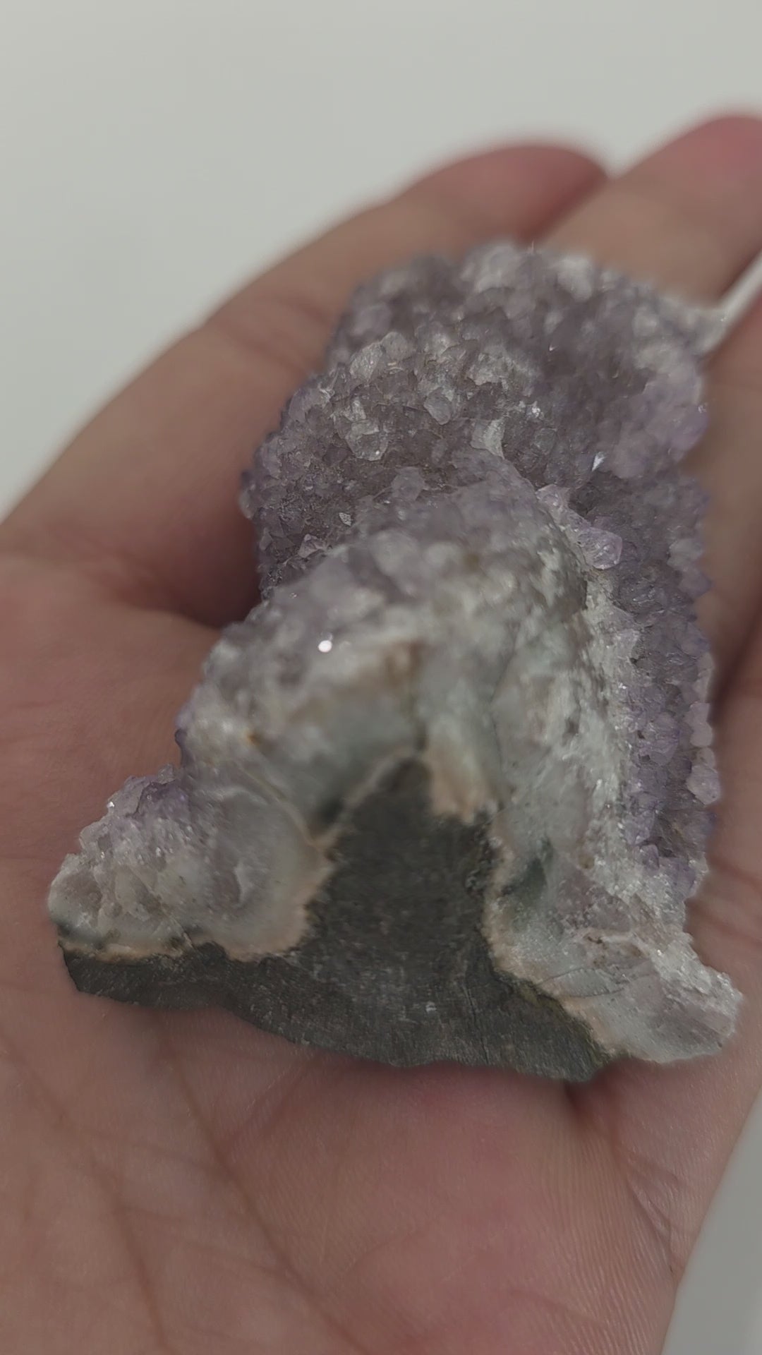 Raw Amethyst Druzy Cluster on Agate Matrix | Lavender Crystal Geode Slice